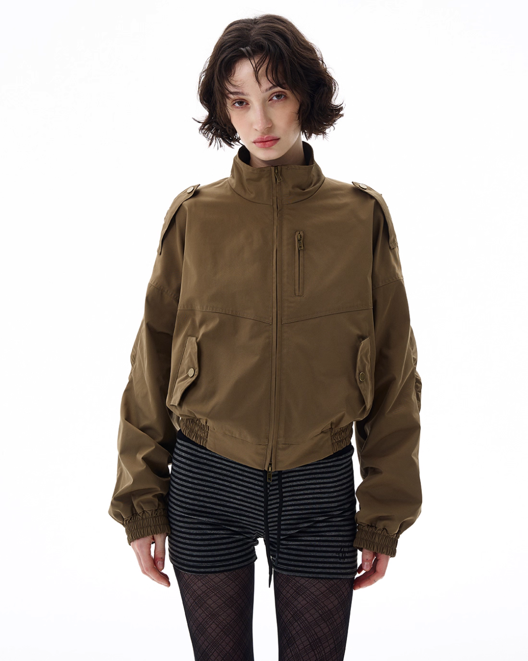Stand Collar Short Jacket