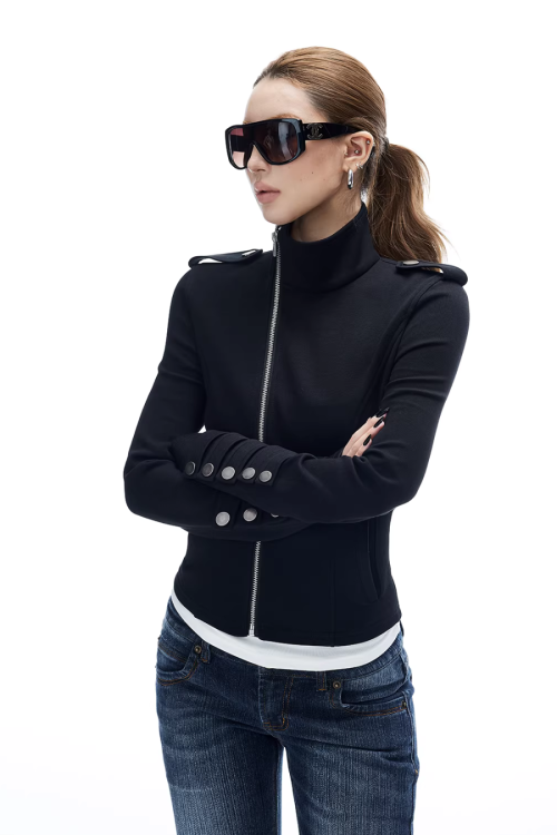 Stand Collar Slim Fit Jacket