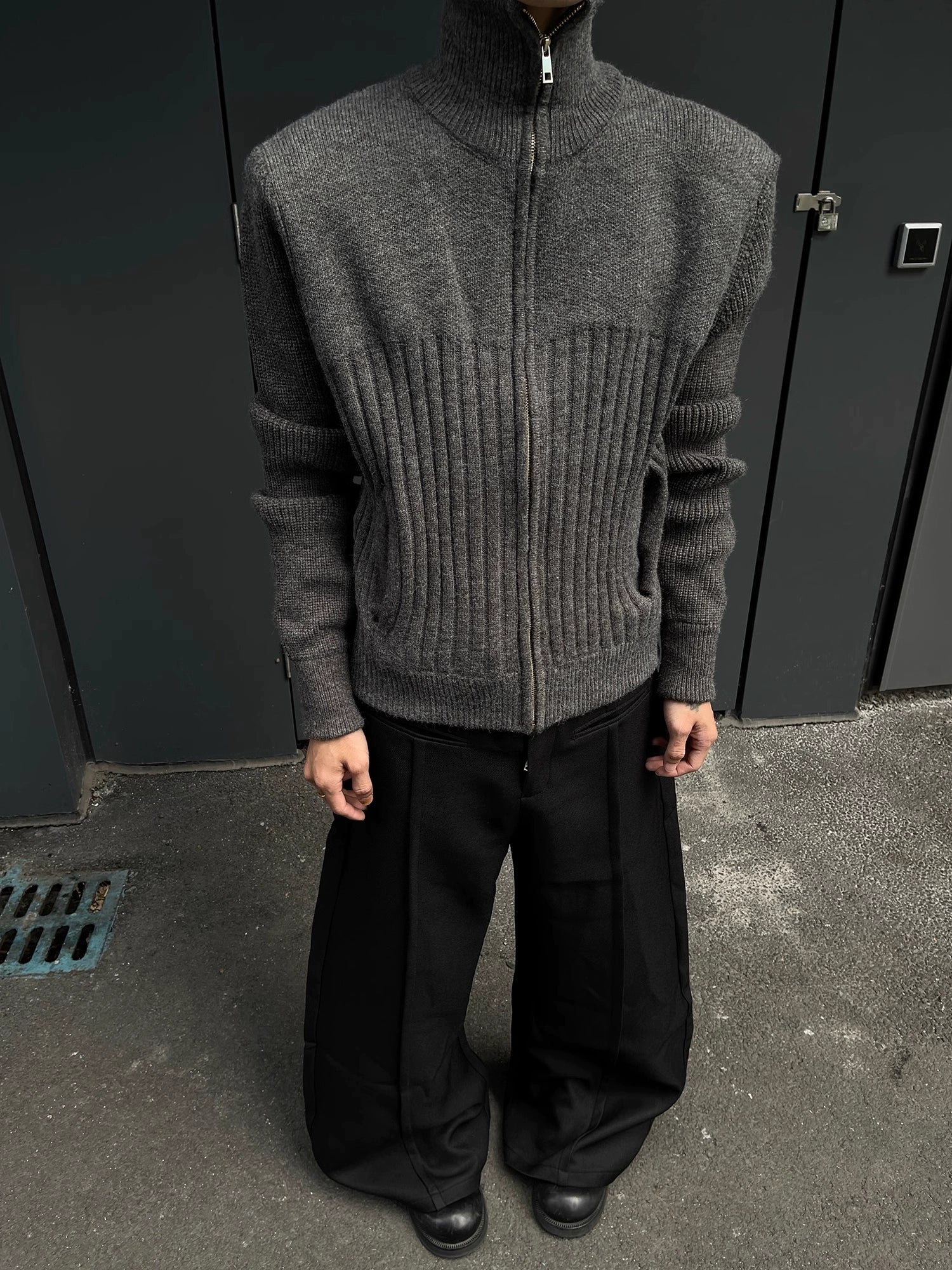 Stand Collar Tight Knit Top