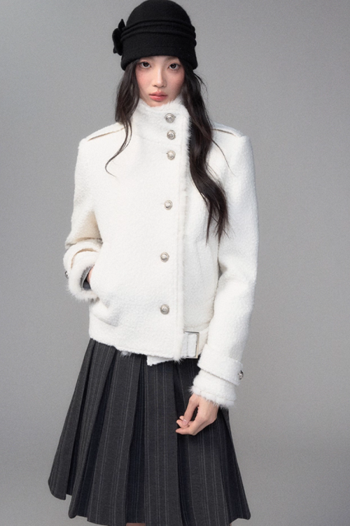Stand Collar Wool Coat