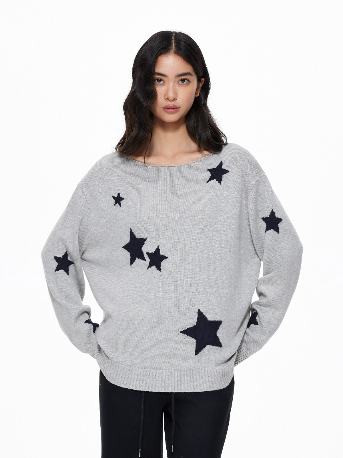 Star Crew Neck Knit Top