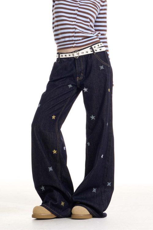 Star Embroidery Casual Jeans