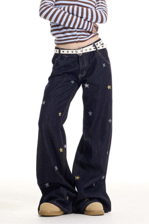 Star Embroidery Casual Jeans