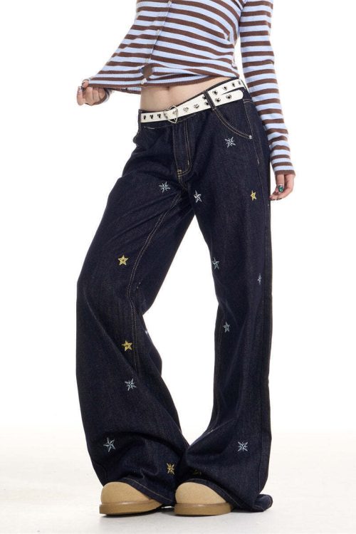 Star Embroidery Casual Jeans