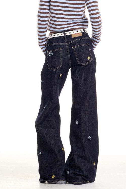 Star Embroidery Casual Jeans