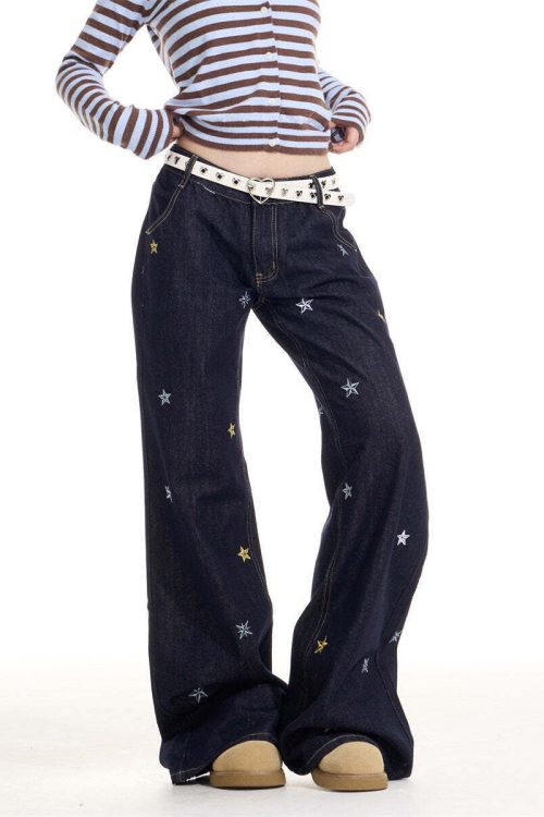 Star Embroidery Casual Jeans