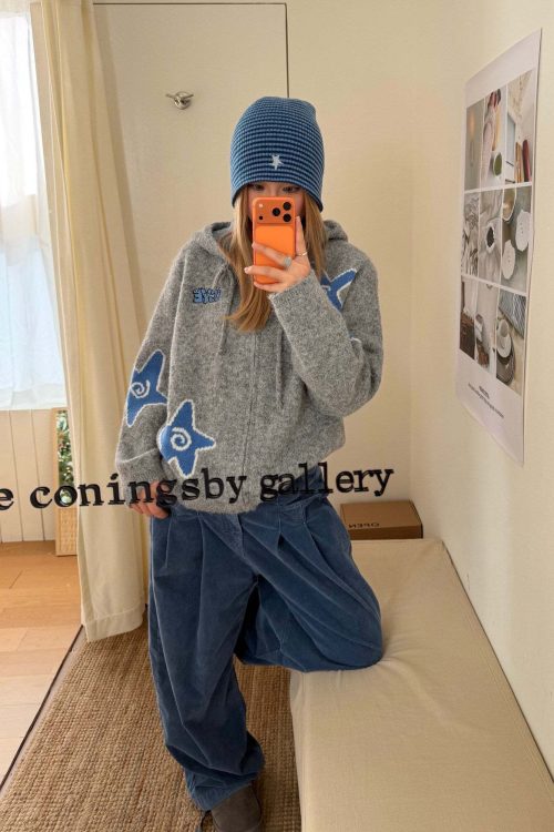 Star Hoodie Knit Jacket
