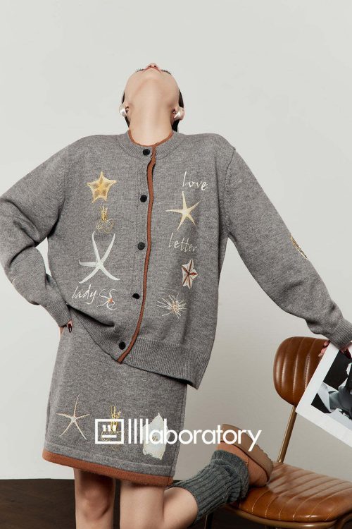 Starfish Motif Knit Top / Knit Mini Skirt