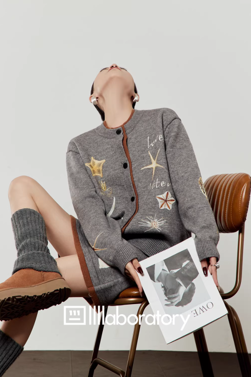 Starfish Motif Knit Top / Knit Mini Skirt
