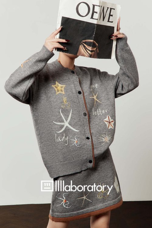 Starfish Motif Knit Top / Knit Mini Skirt