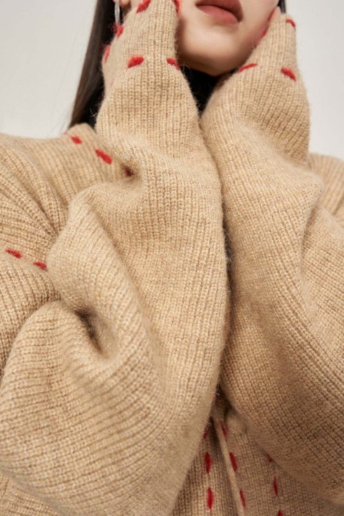Stitched Embroidery Knit Cardigan