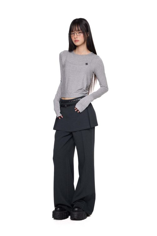 Straight-Leg Skirt-Pants