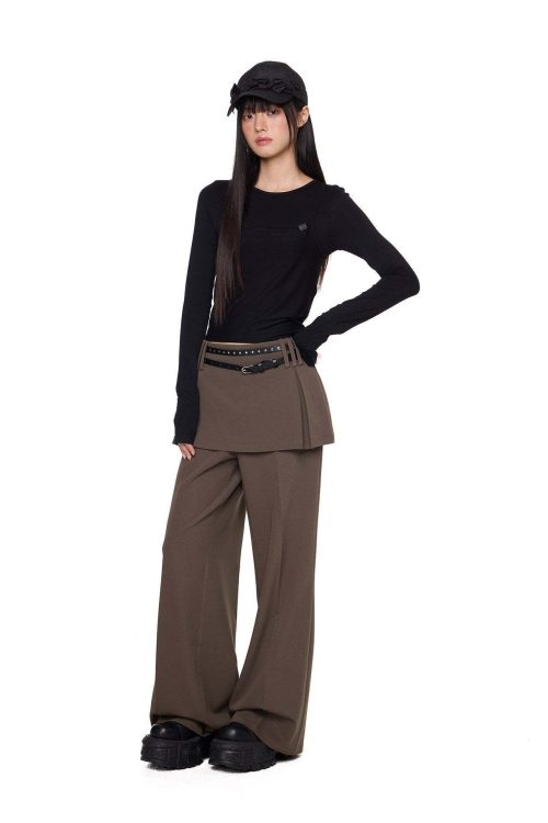 Straight-Leg Skirt-Pants