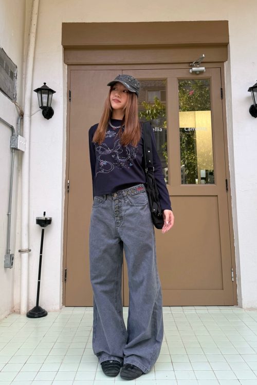 Straight Loose Button Work Pants