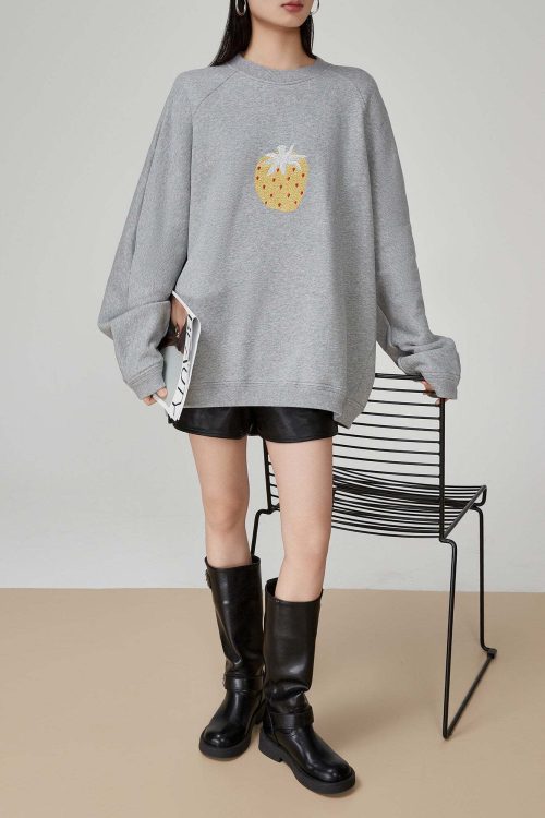 Strawberry Print Crewneck Sweatshirt