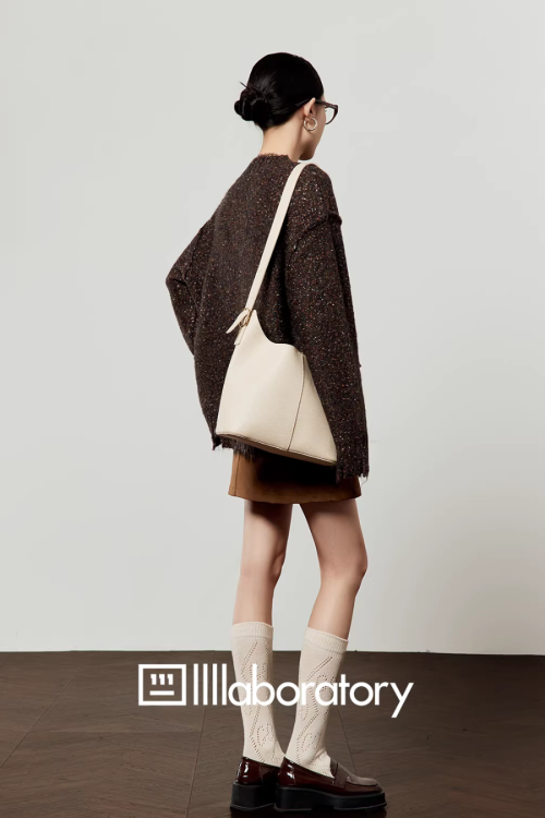 Strawberry Round Neck Knit Top / Brown Mini Skirt