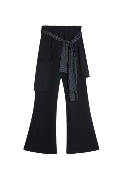 Stripe Lace Frill Off Shoulder Top / Flare Pants