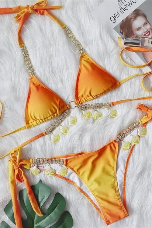 Tassel Triangle Bikini Set