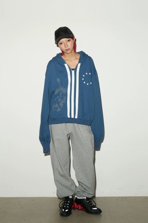 Three Stripes Hood Oversize Top