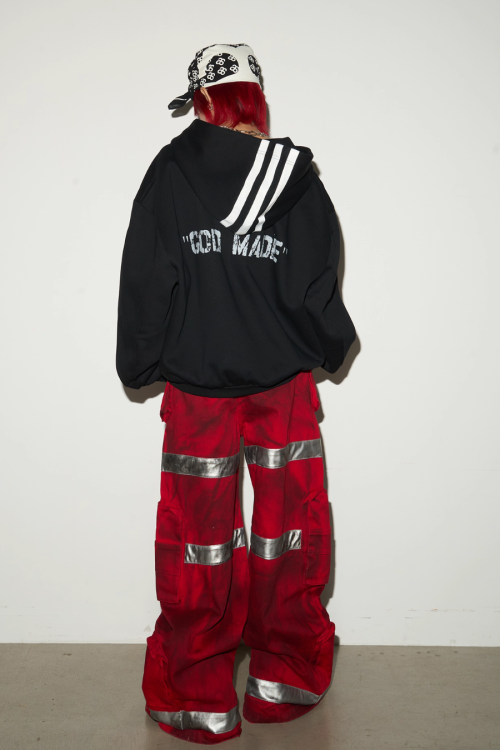 Three Stripes Hood Oversize Top
