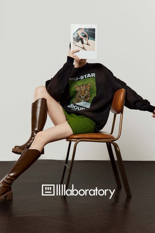 Tiger Print Sweatshirt Top / Green Mini Skirt