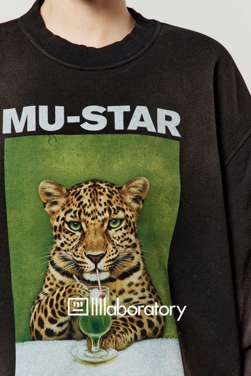 Tiger Print Sweatshirt Top / Green Mini Skirt