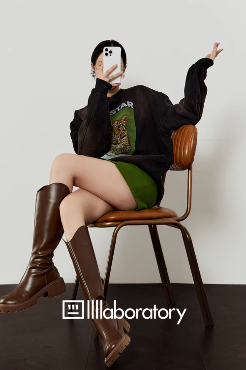 Tiger Print Sweatshirt Top / Green Mini Skirt