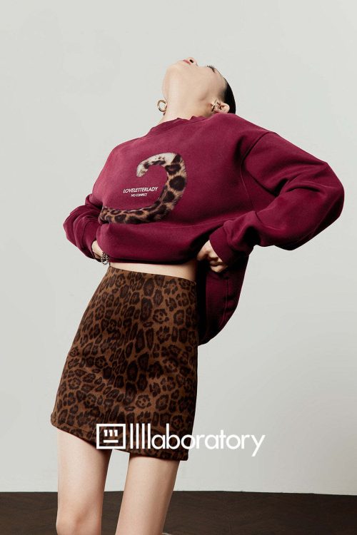 Tiger Tail Sweatshirt / Leopard Mini Skirt