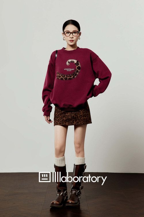 Tiger Tail Sweatshirt / Leopard Mini Skirt