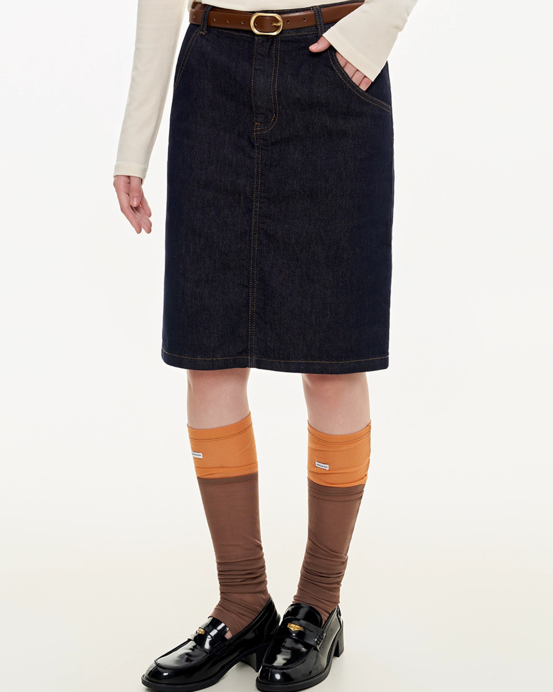Trapezoid Denim Skirt