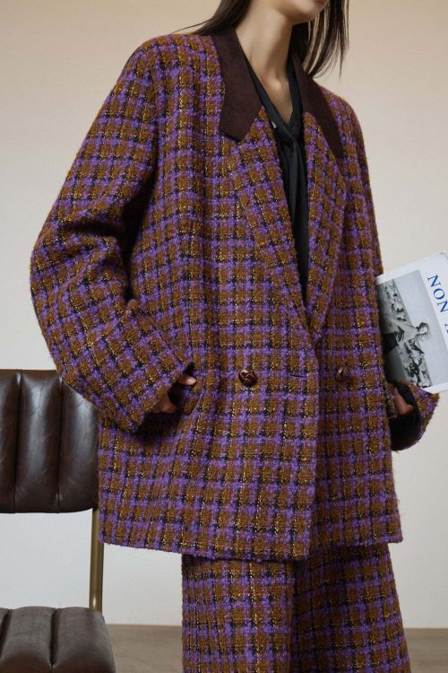 Tweed Plaid Blazer / Half Pants