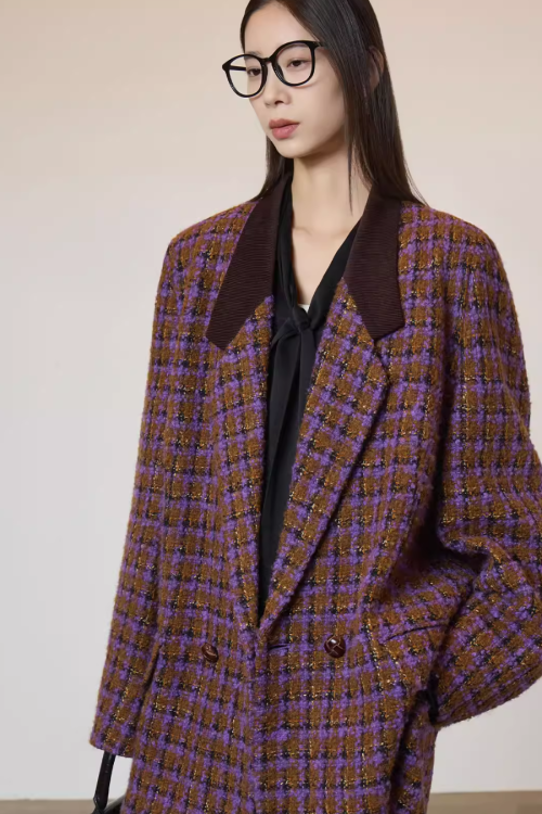 Tweed Plaid Blazer / Half Pants