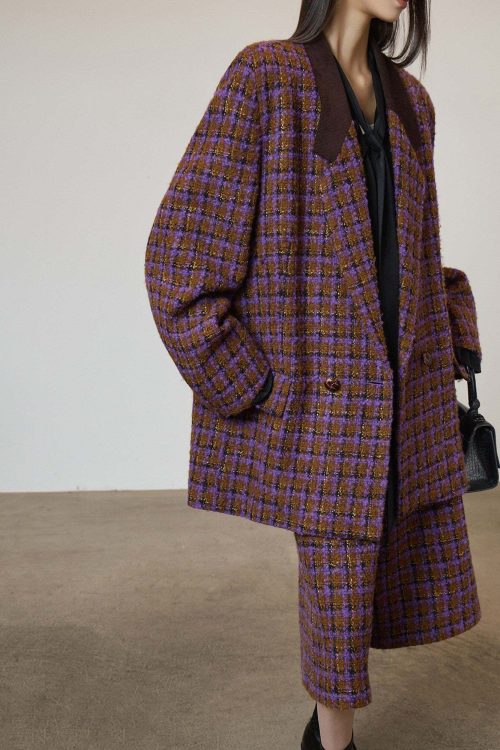 Tweed Plaid Blazer / Half Pants