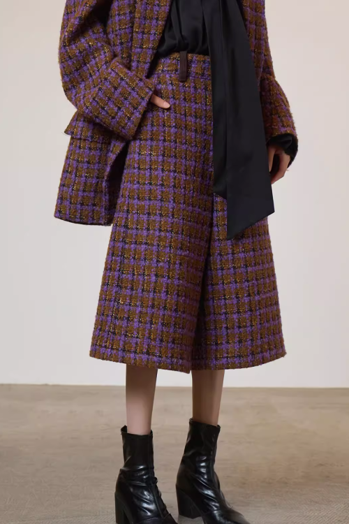 Tweed Plaid Blazer / Half Pants