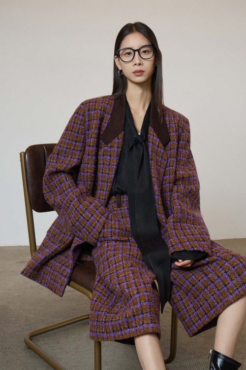 Tweed Plaid Blazer / Half Pants