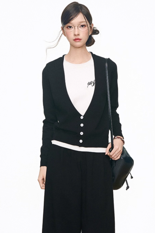 Two Piece Long Sleeve Top / Knit Wide Pants