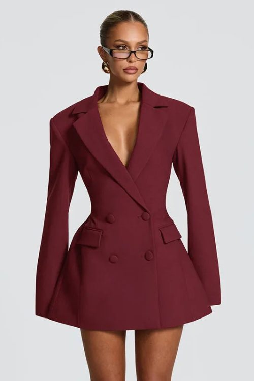 V Neck Blazer Dress