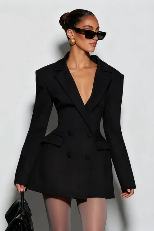 V Neck Blazer Dress