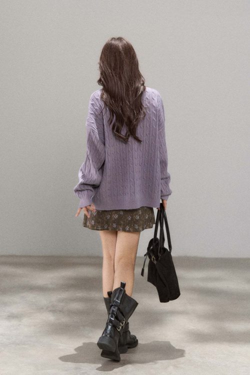 V-Neck Cable Knit Cardigan
