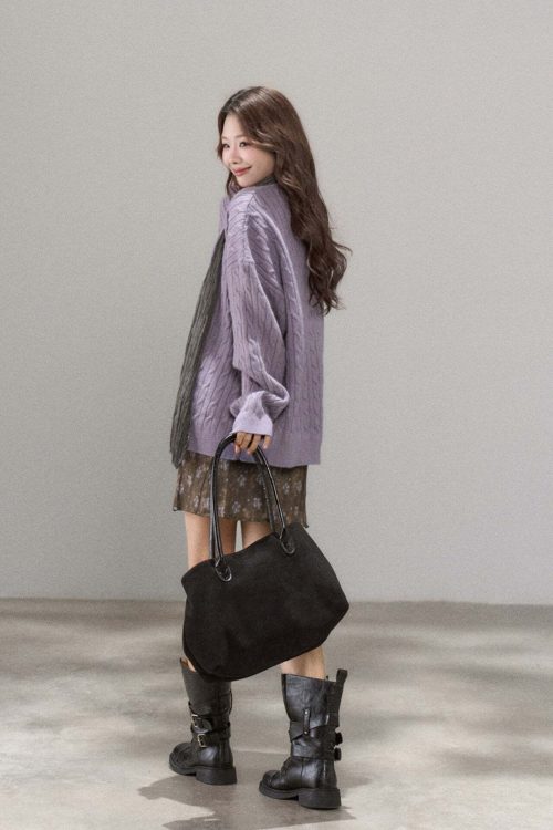 V-Neck Cable Knit Cardigan