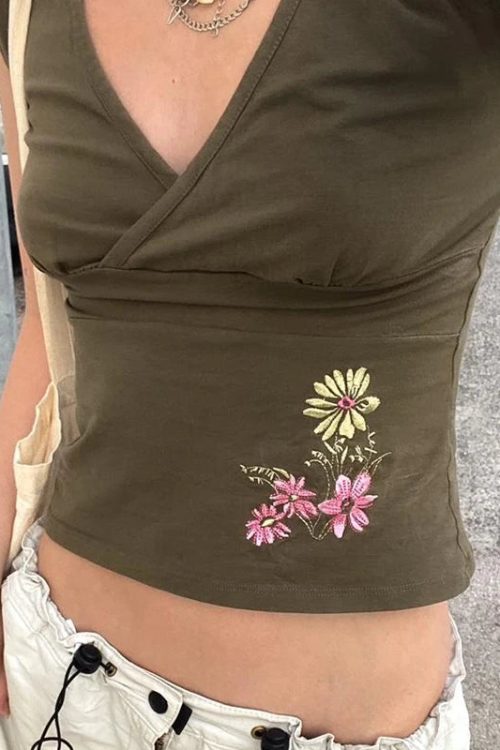 V Neck Cross Wrap Top