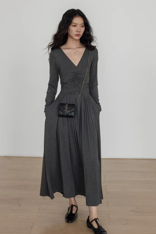 V-neck Flare Dress
