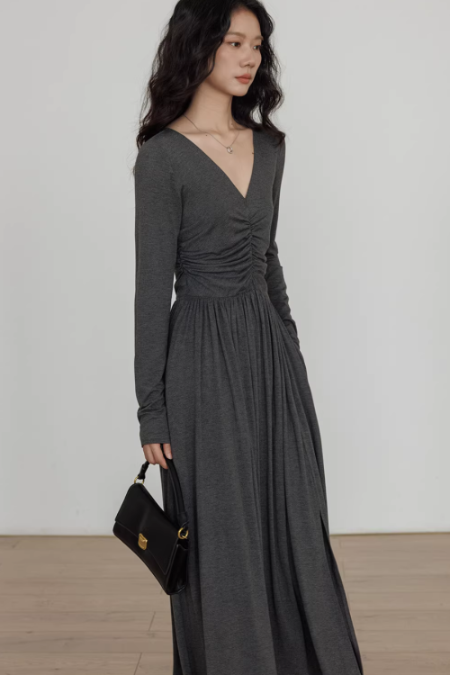 V-neck Flare Dress