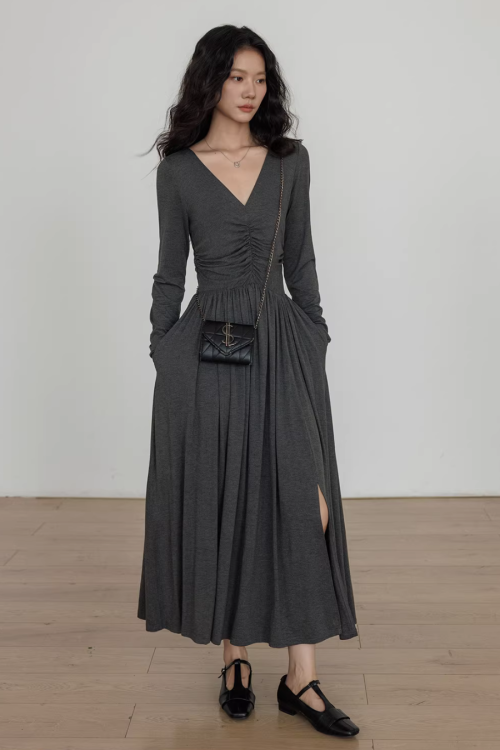 V-neck Flare Dress