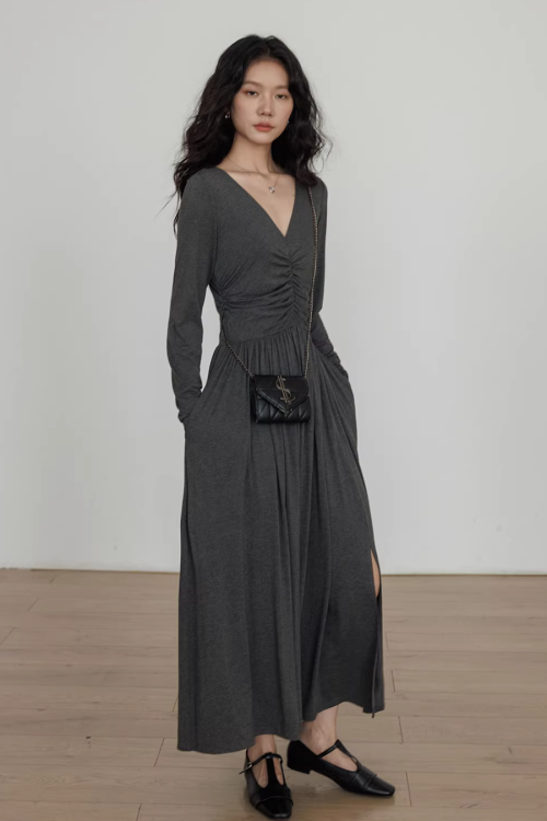V-neck Flare Dress