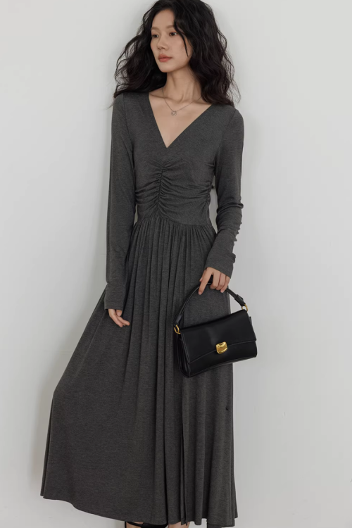 V-neck Flare Dress