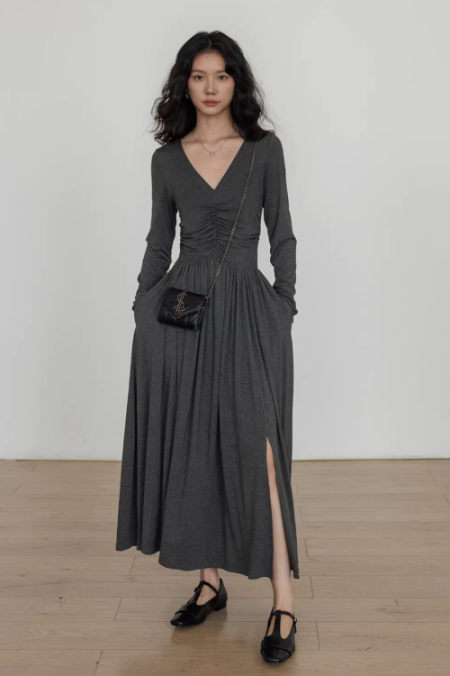 V-neck Flare Dress