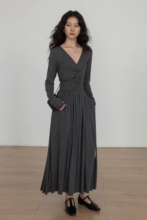 V-neck Flare Dress