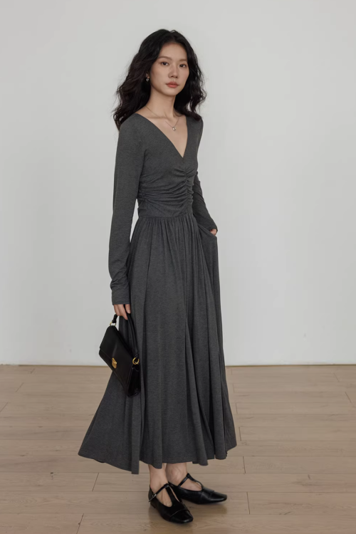 V-neck Flare Dress