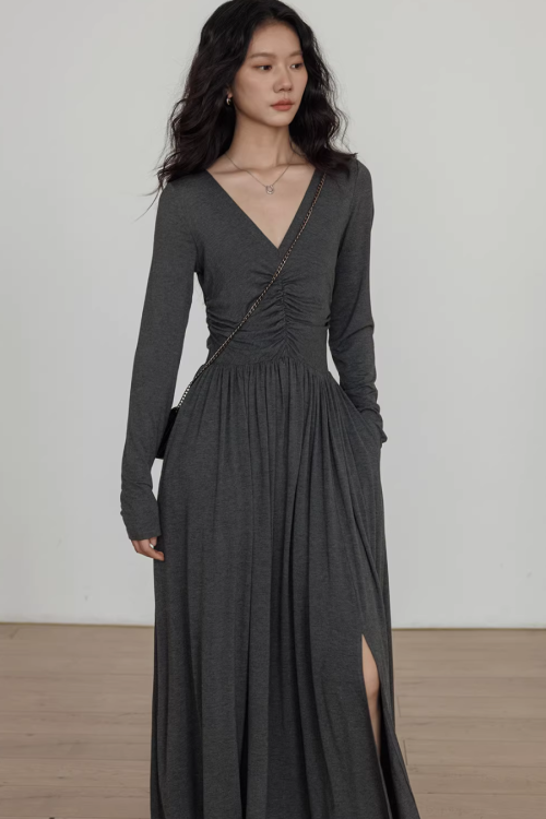 V-neck Flare Dress